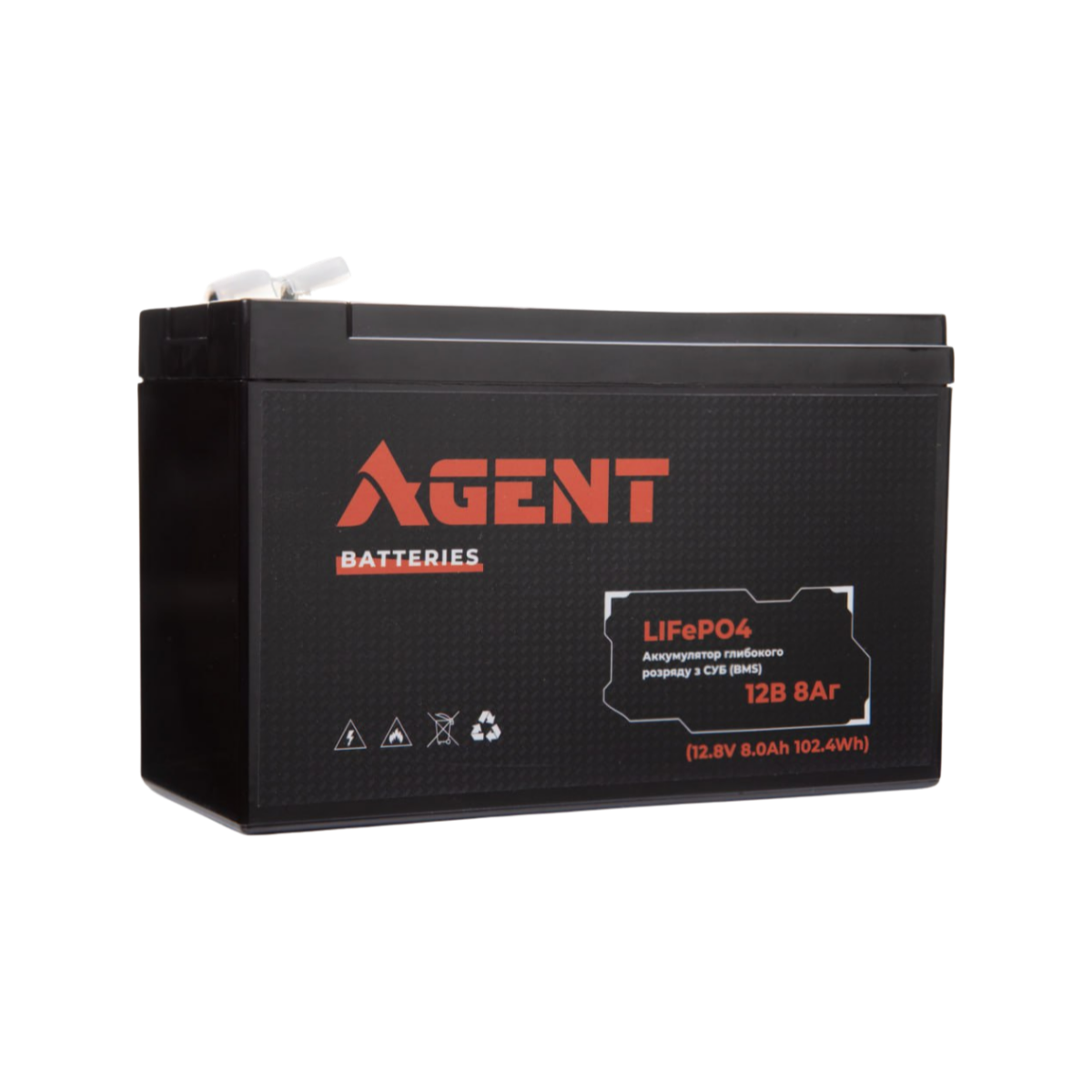 AGENT 12V 8Ah LiFePO4 Deep-cycle Battery