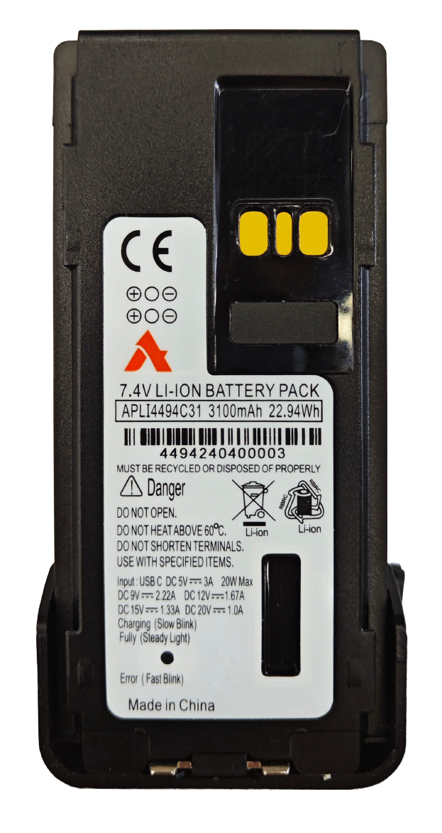 APLI4494C31 BATTERY Agent IMPRESS LION 3100mAч for DP4400 series radios з TYPE-C Side-USB C, 2.4A charging  (side connector)