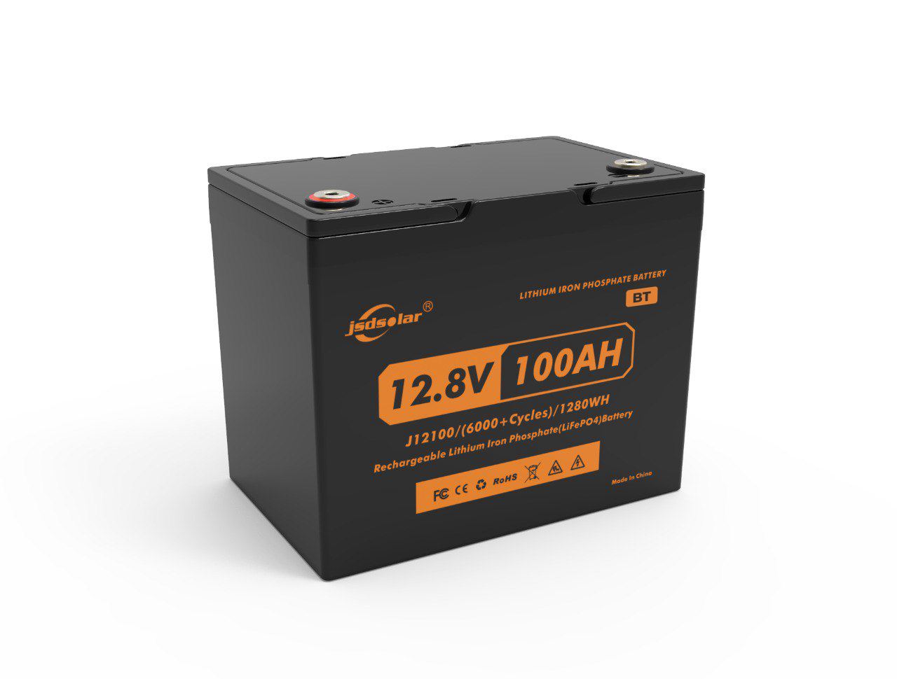 Аккумулятор высокой емкости JSDSOLAR LiFePO4 12V 100Ah Bluetooth