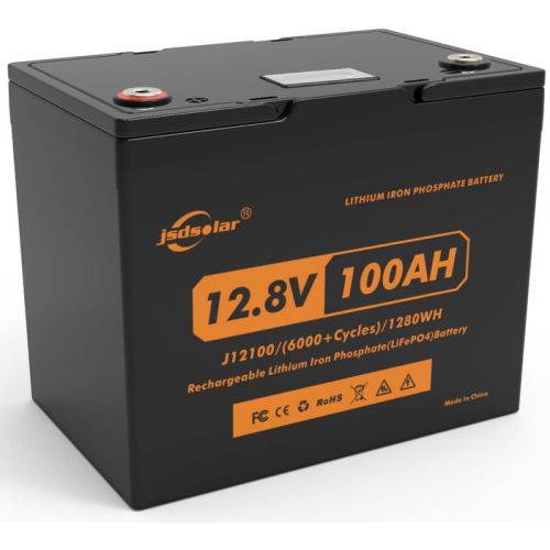 High Capacity LiFePO4 Battery JSDSOLAR 12V 100Ah with charge indication + LED Bulb 12V